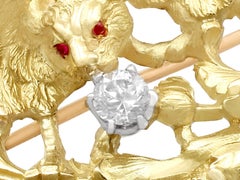 French 1900s Diamond and Yellow Gold Griffin Brooch