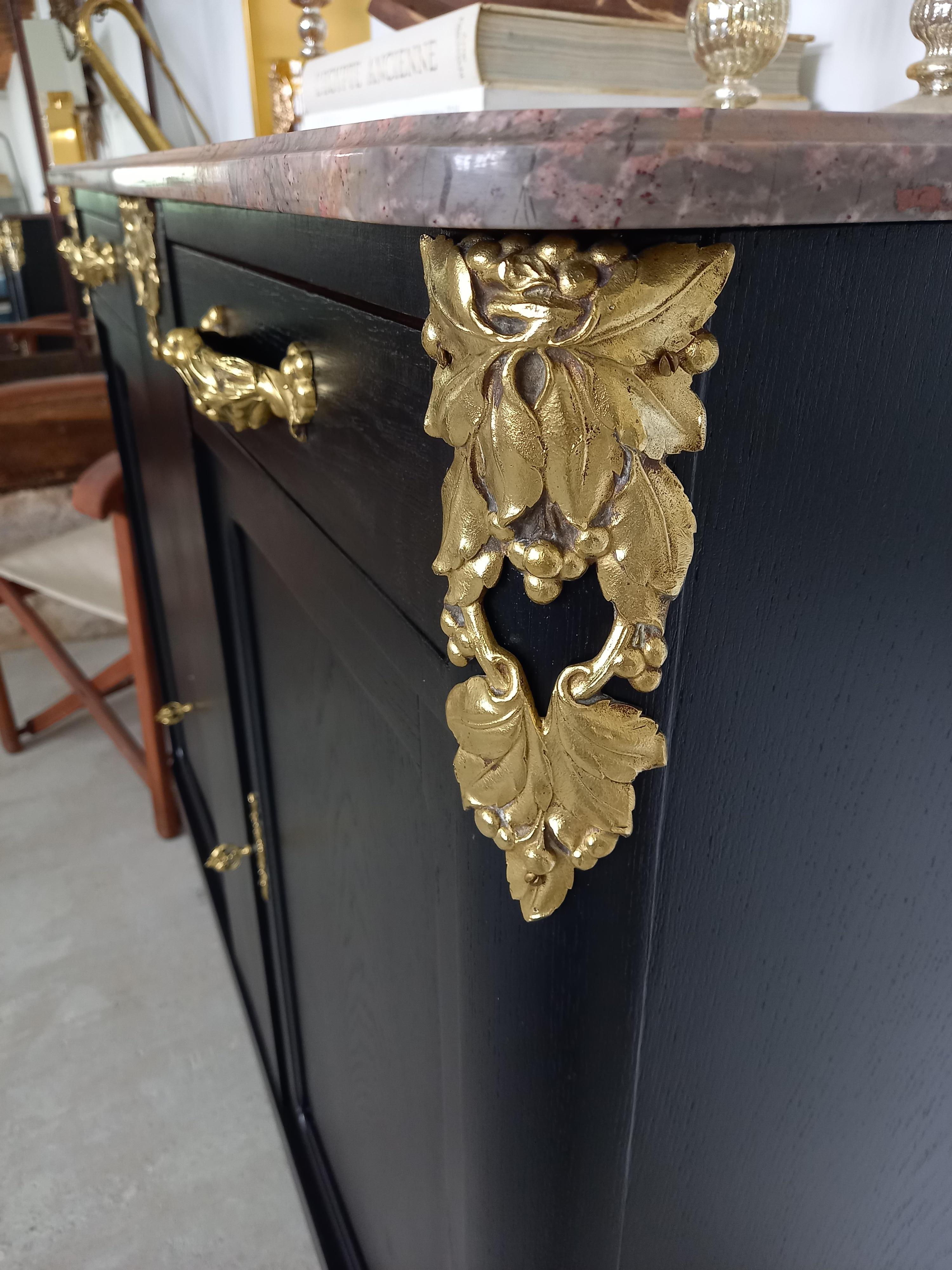Antique French 1910's Buffet Marble Top & Bronze For Sale 2