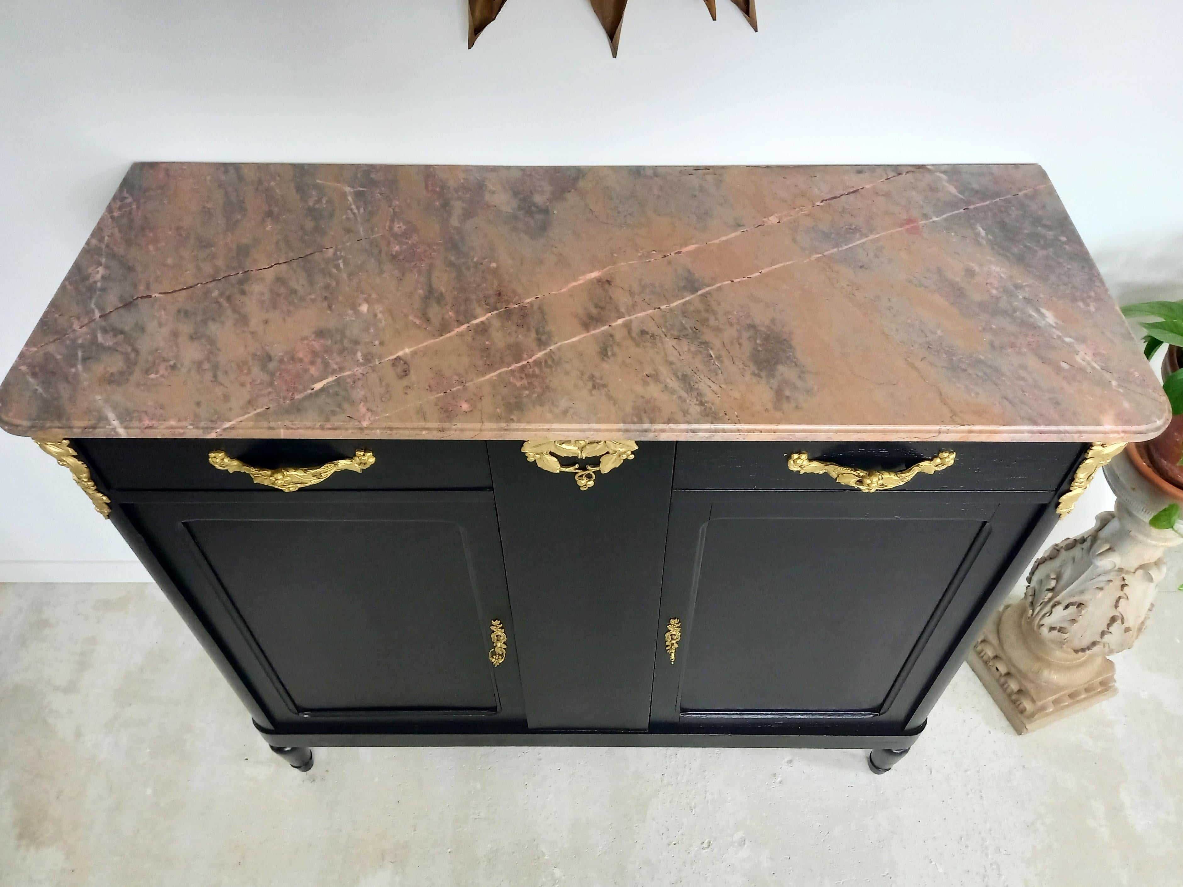 Antique French 1910's Buffet Marble Top & Bronze For Sale 5