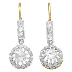Antique French 1910s Diamond and Yellow Gold Drop Earrings