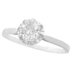Antique French 1920s 1.70 Carat Diamond White Gold Solitaire Ring