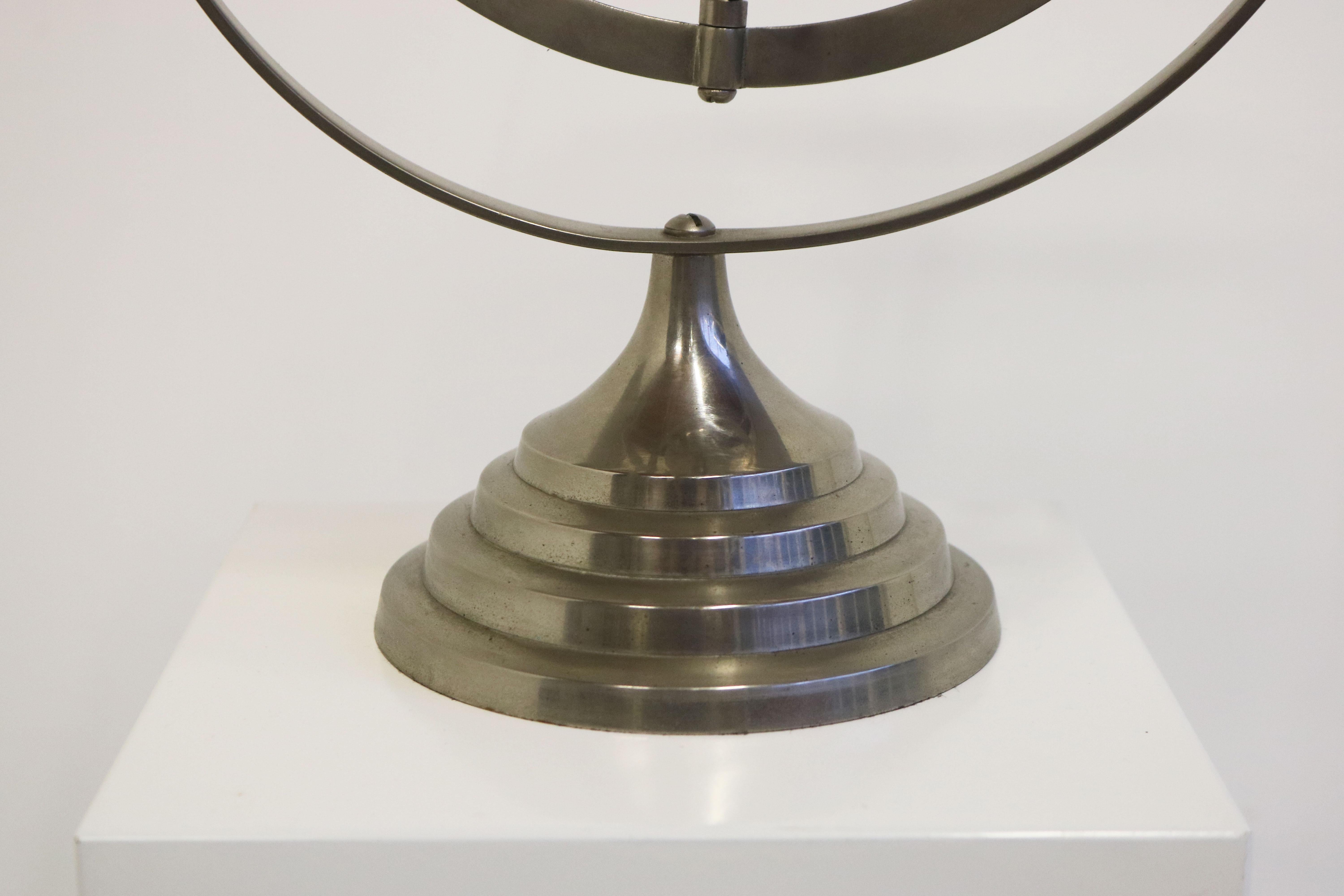 Mid-20th Century Antique French 1930 Art Deco Astrolabe chrome desk decoration kinetic sculpture For Sale