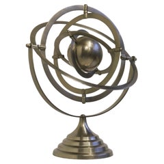 Antique French 1930 Art Deco Astrolabe chrome desk decoration kinetic sculpture