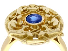 Antique French 1930s Sapphire and Yellow Gold Cocktail Ring