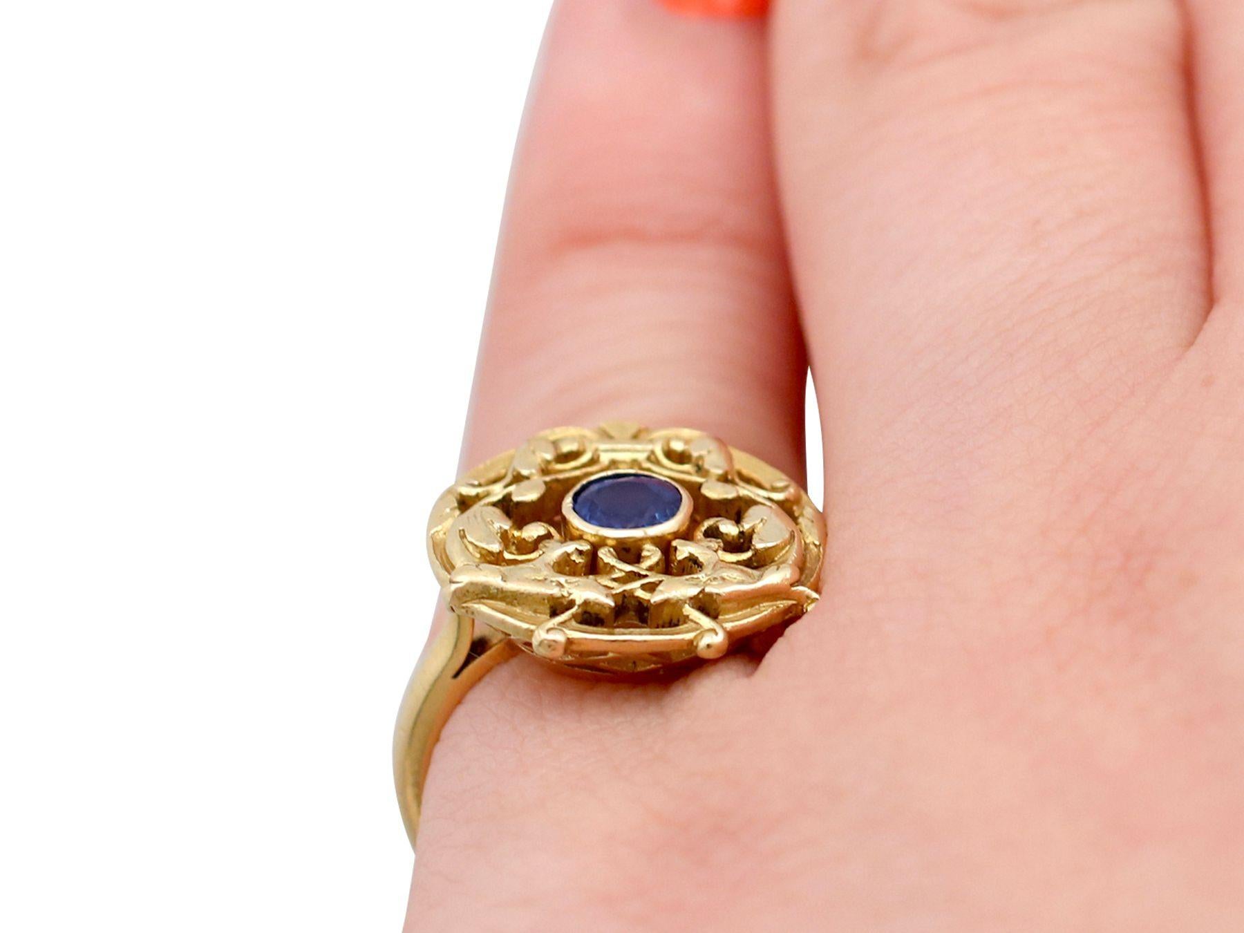 Antique French 1930s Sapphire and Yellow Gold Cocktail Ring 2