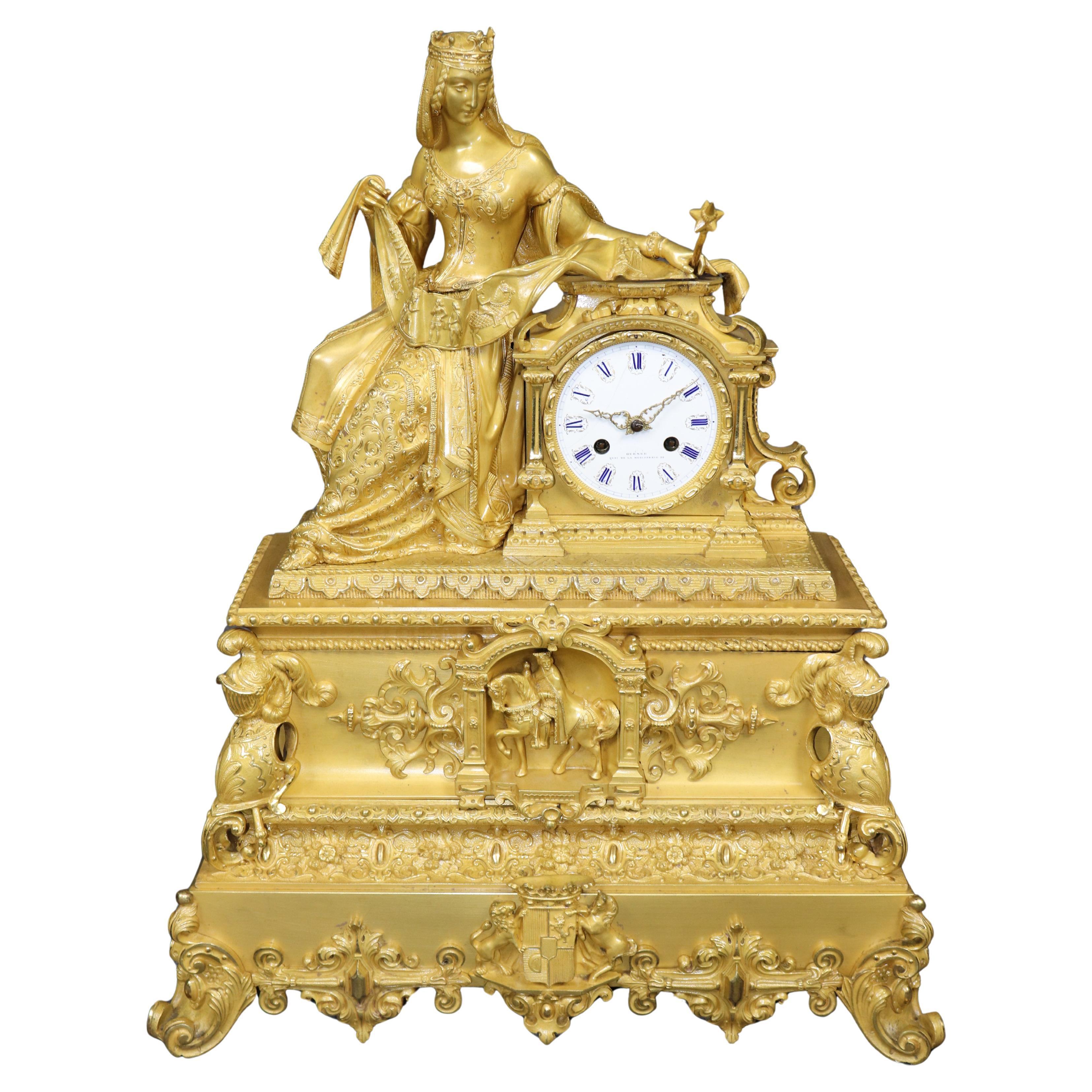 Antique French 19th C. English Style Mantle Clock by Guenee
