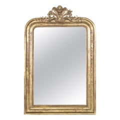 Antique French 19th C Gilt Wood Louis Philippe Mirror with Small Heart Crest