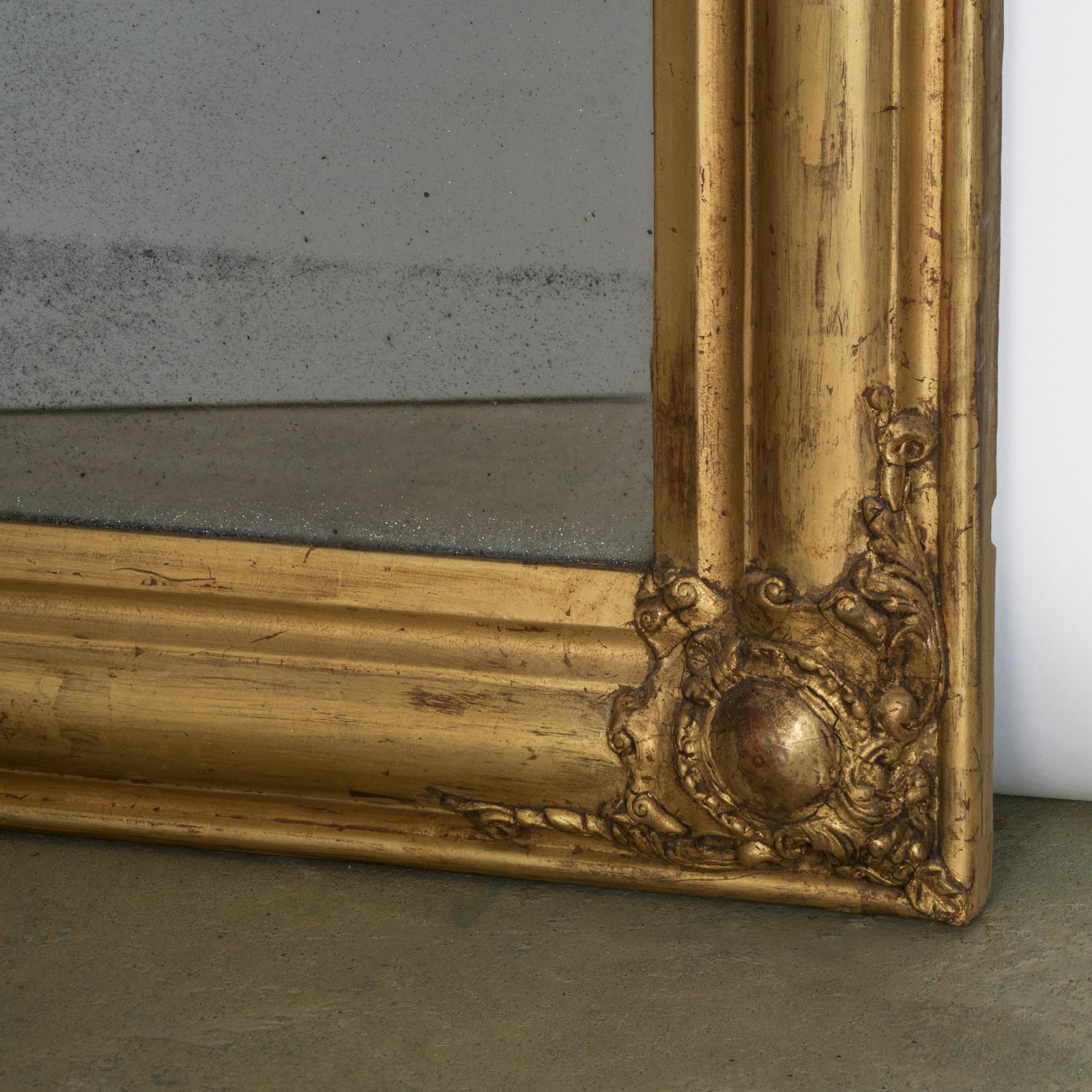 19th Century Antique French 19th C Louis Philippe Mirror with Foliage and Grape Motifs For Sale