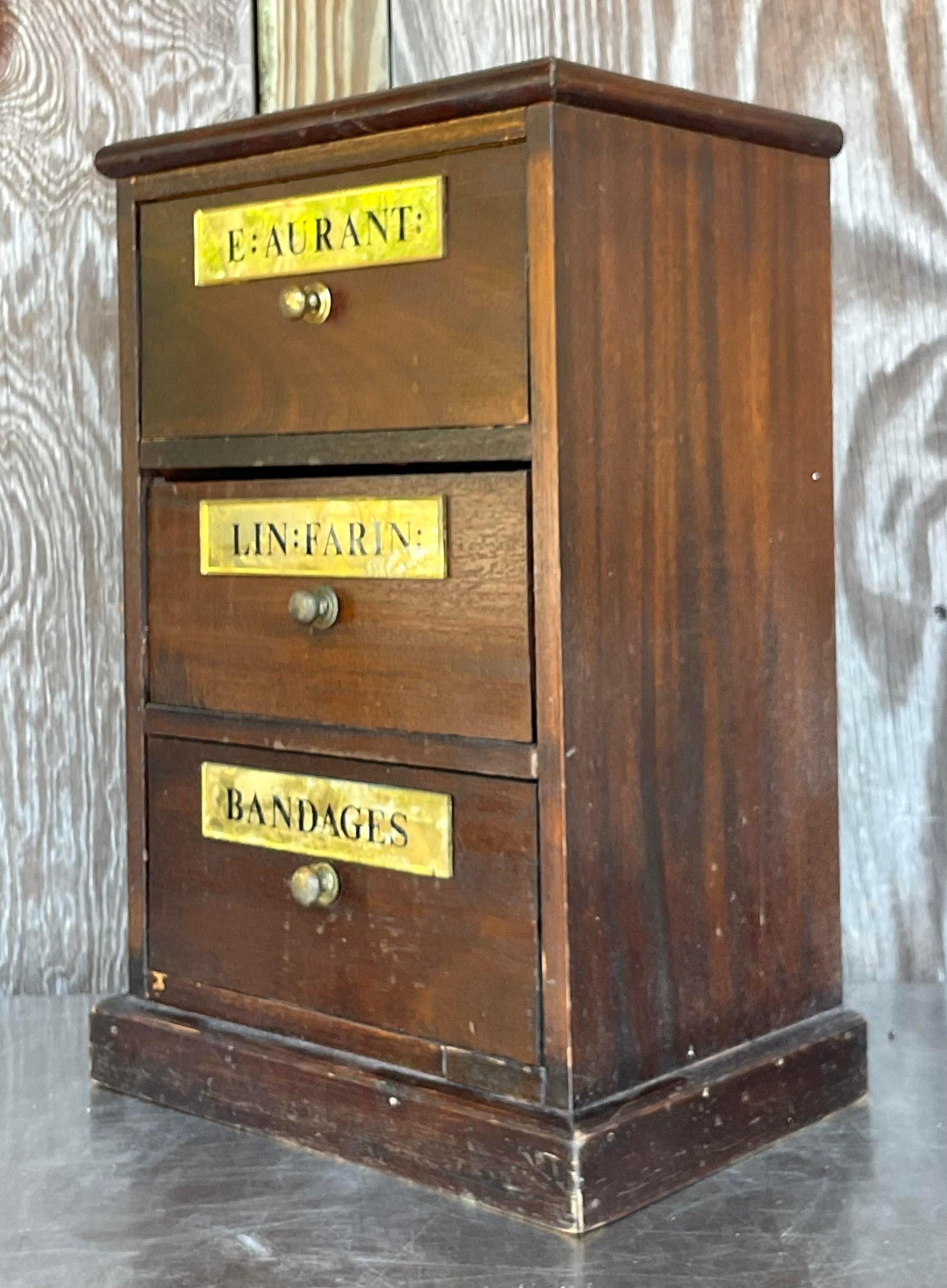 Antiker französischer Apothekerschrank aus dem 19. Jahrhundert (Glas) im Angebot