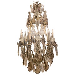 Antique French 19th Century Baccarat Multicolored Crystal Chandelier, 1870-1880