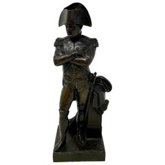 Antique French, statua in bronzo di Napoleone Bonaparte del XIX secolo.