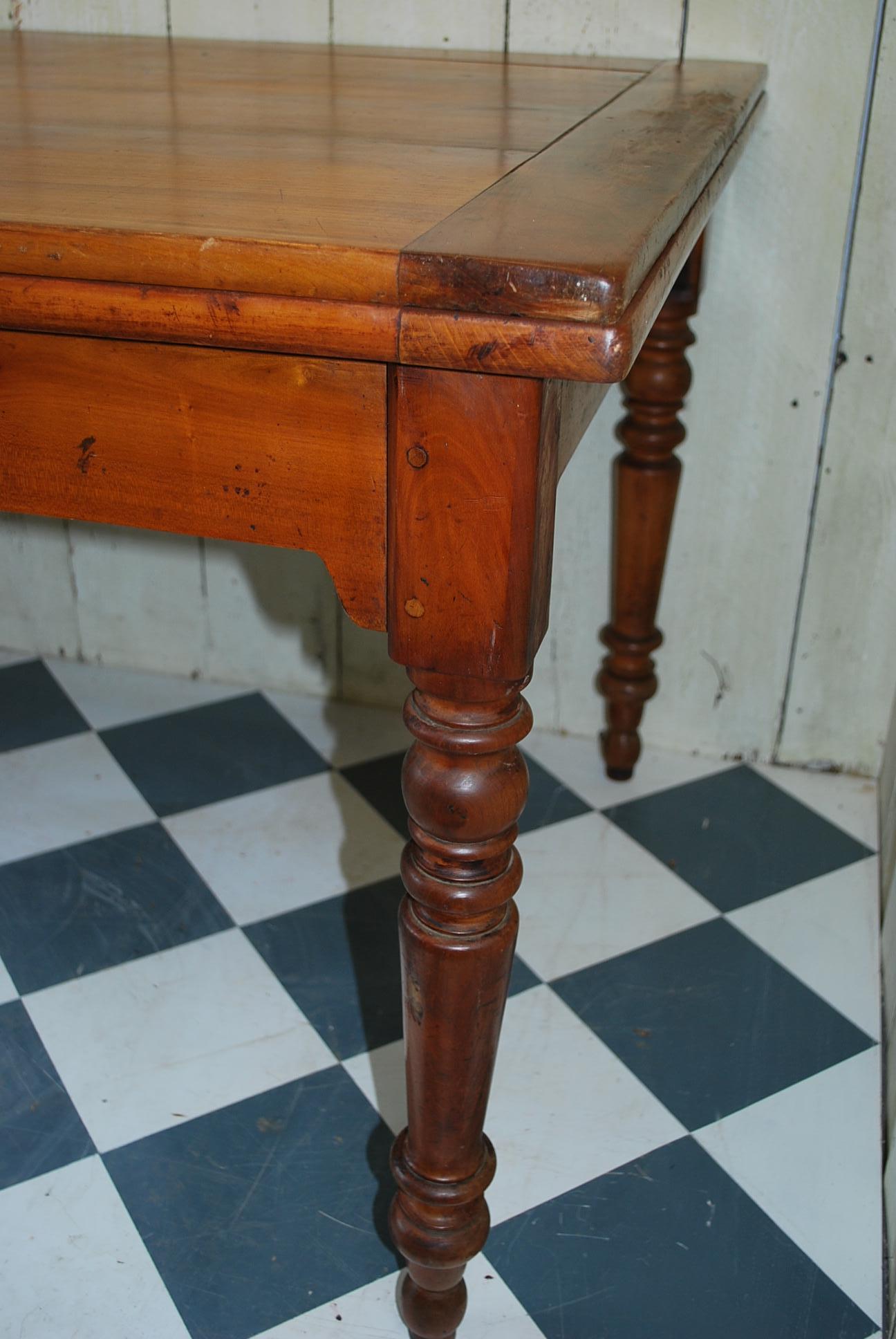 Antique French 19th Century Cherrywood Extending Farmhouse Kitchen Dining Table For Sale 1