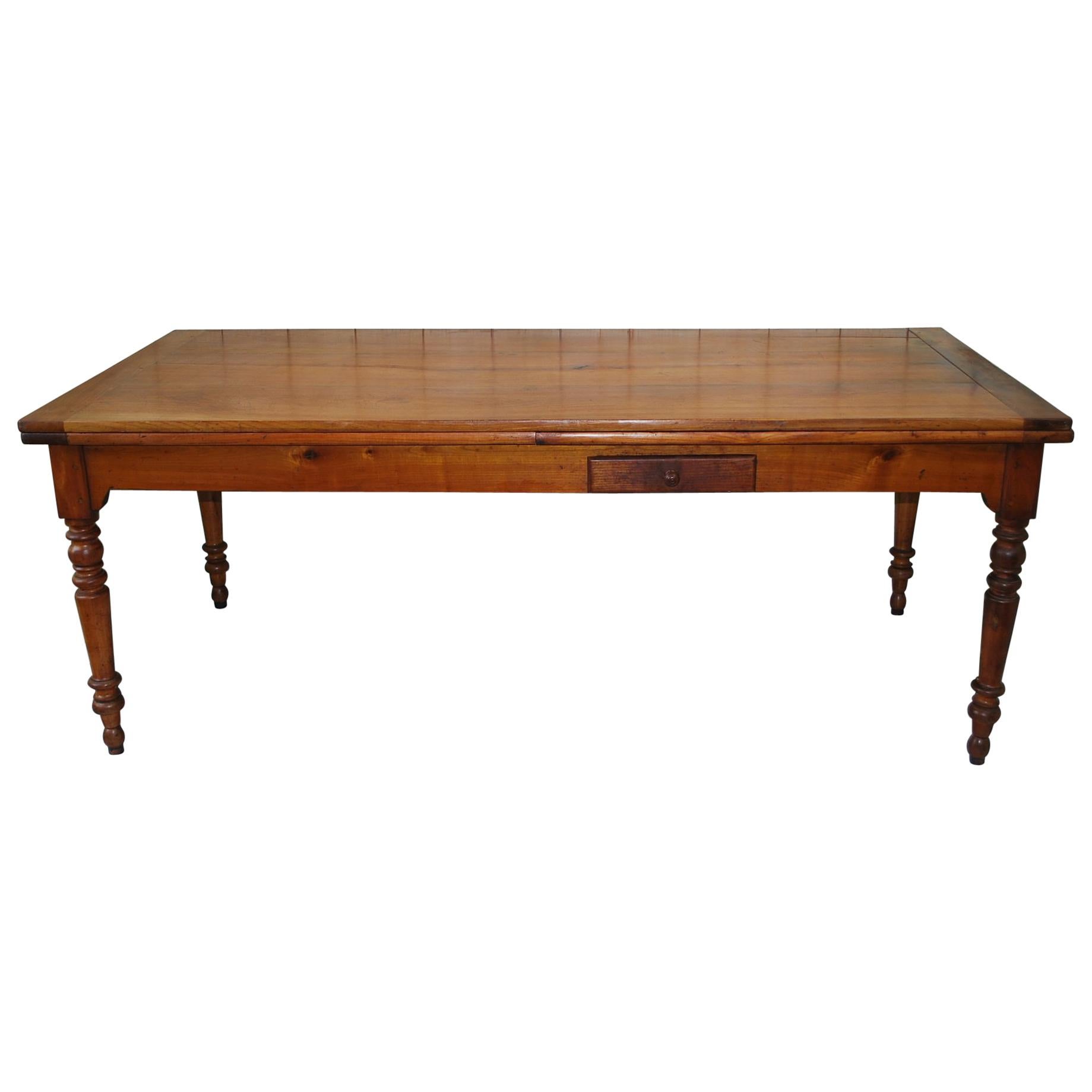 Antique French 19th Century Cherrywood Extending Farmhouse Kitchen Dining Table For Sale