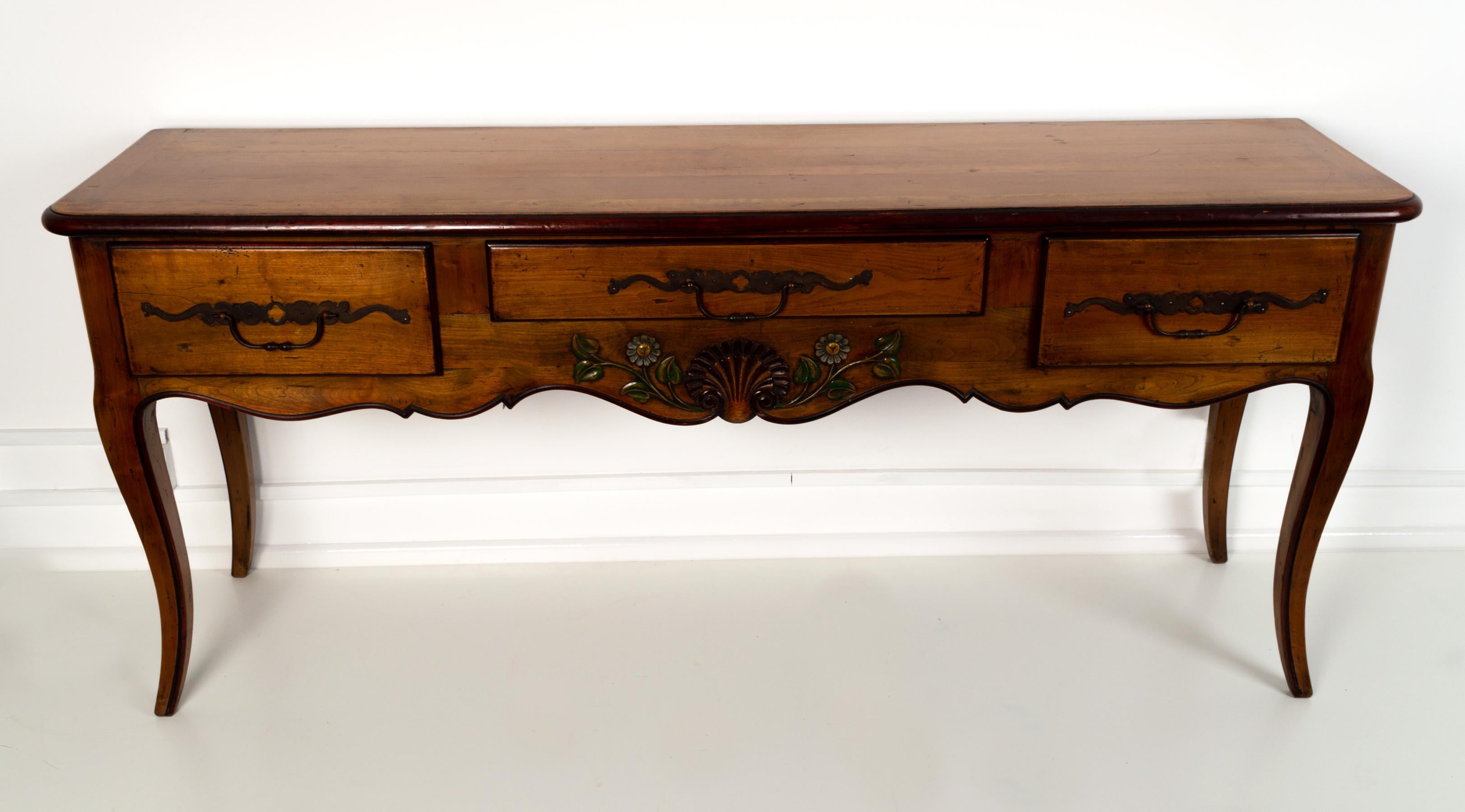 Louis XV Antique French 19th Century Cherrywood Sideboard Server Console For Sale