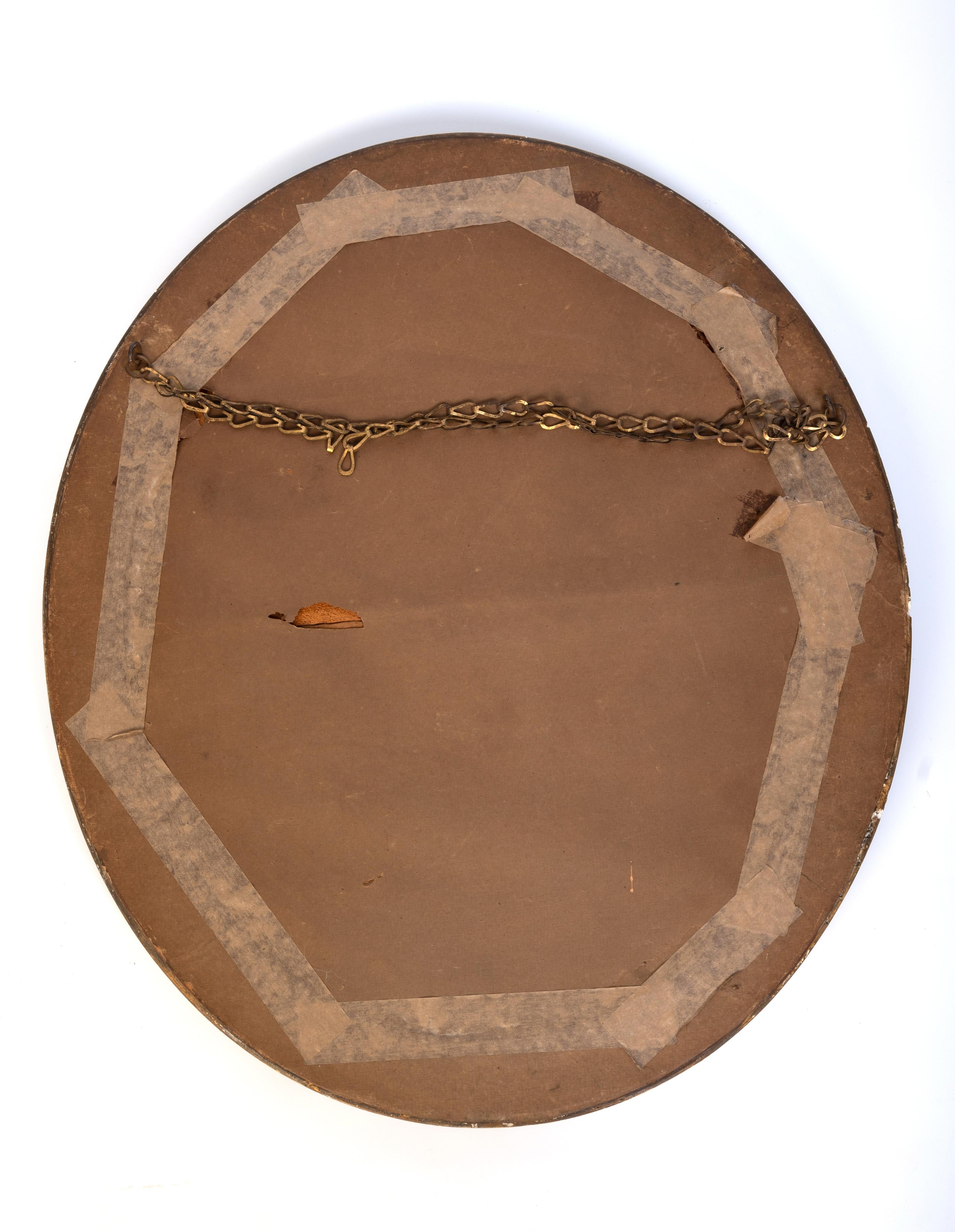 Antique French 19th Century Cushion Framed Oval Gilt Mirror C.1880 For Sale 9
