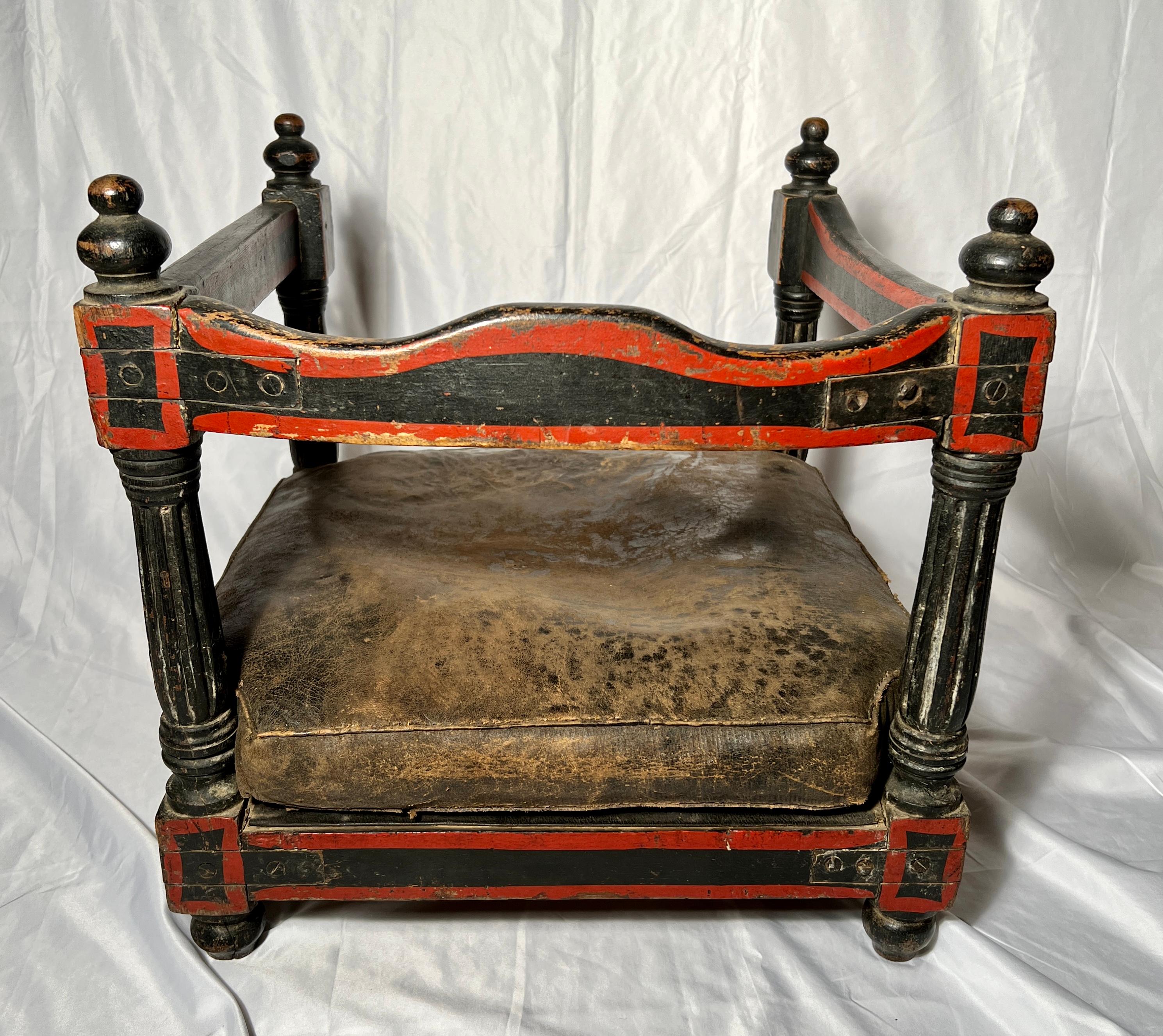 Leather Antique French 19th Century Dog Bed For Sale