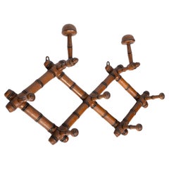Antique French 19th Century Faux Bamboo Wall Mounted Coat Rack