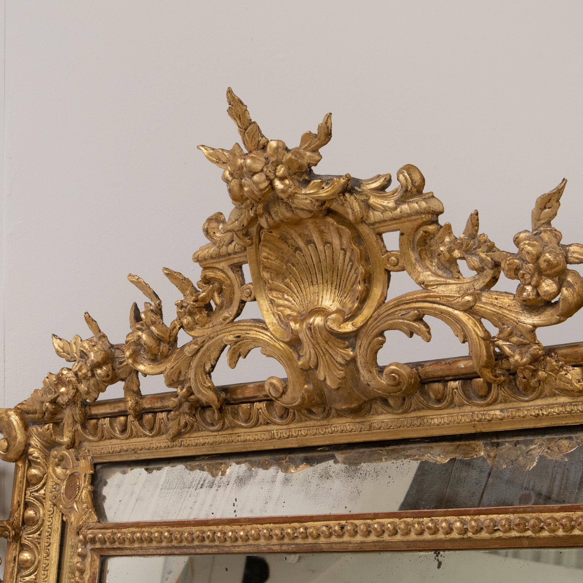 Antique French 19th Century Gilt Cushion Mirror In Good Condition In Newark, GB