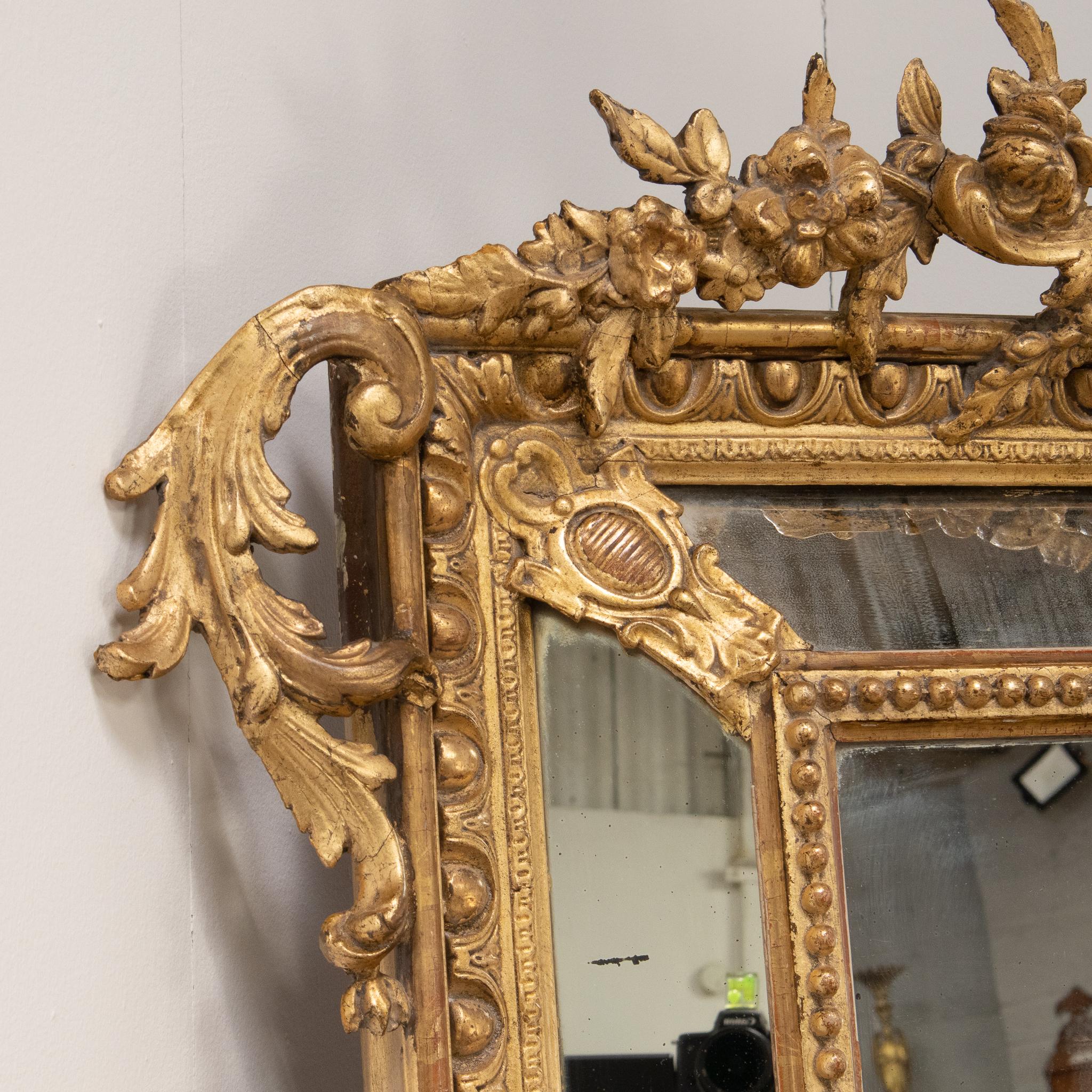 Wood Antique French 19th Century Gilt Cushion Mirror