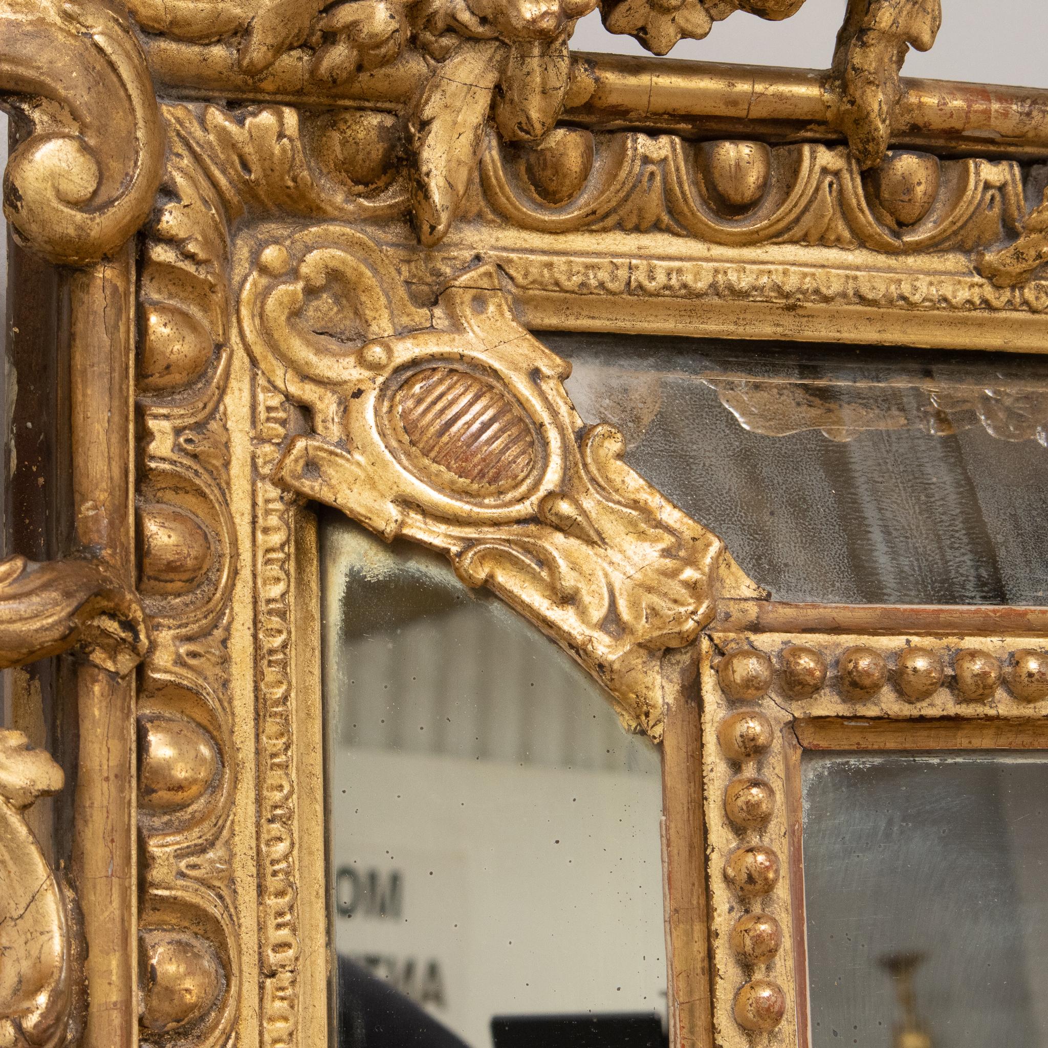 Antique French 19th Century Gilt Cushion Mirror 2