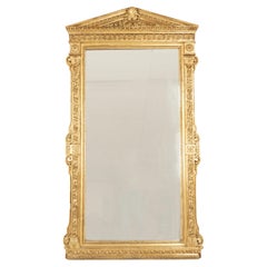 Antique French 19th Century Gilt Mirror, Over Mantle, Wall, France 1880, H296