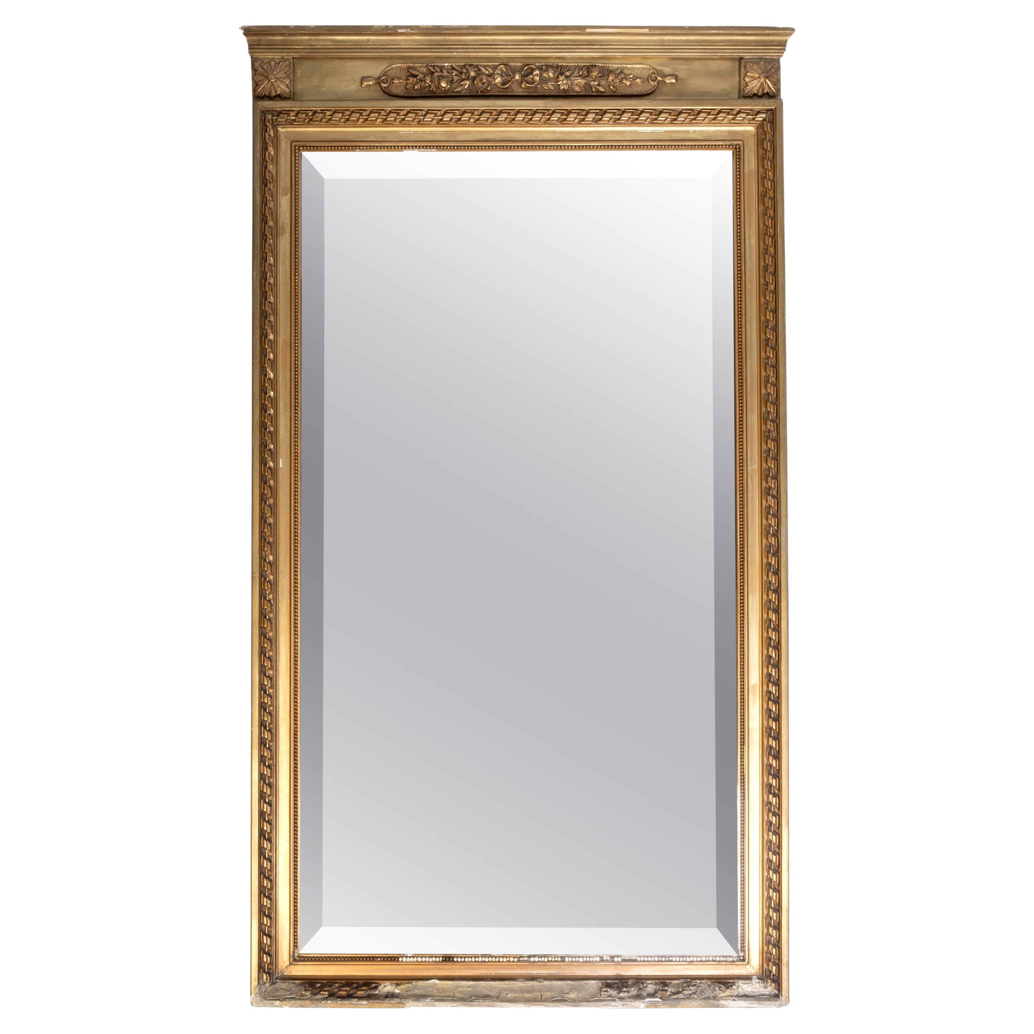 Antique French 19th Century Giltwood Pier Glass Full Length Mirror (specchio a figura intera) in vendita