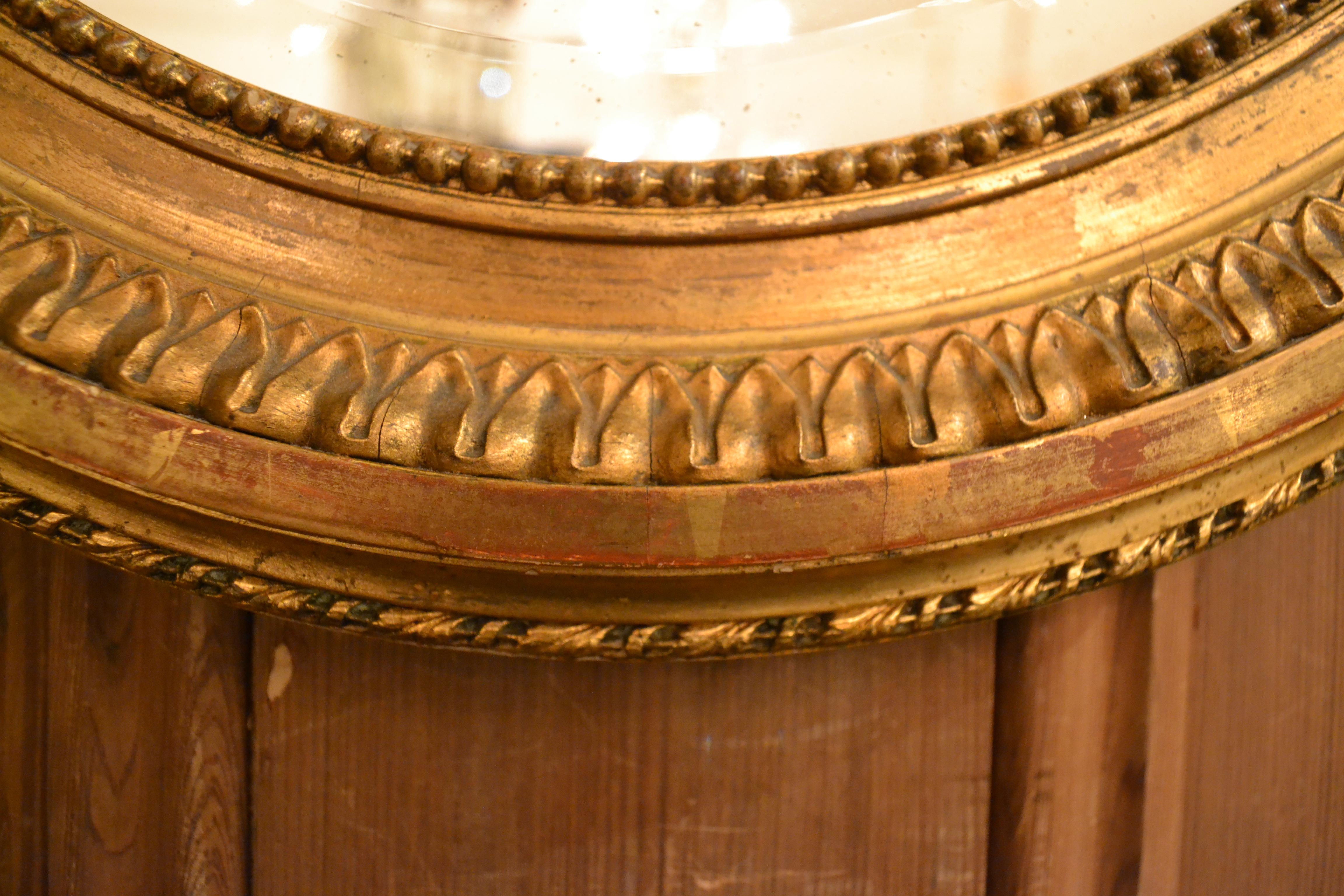 Antique French 19th Century Gold Mirror with Beveled Glass In Good Condition In New Orleans, LA