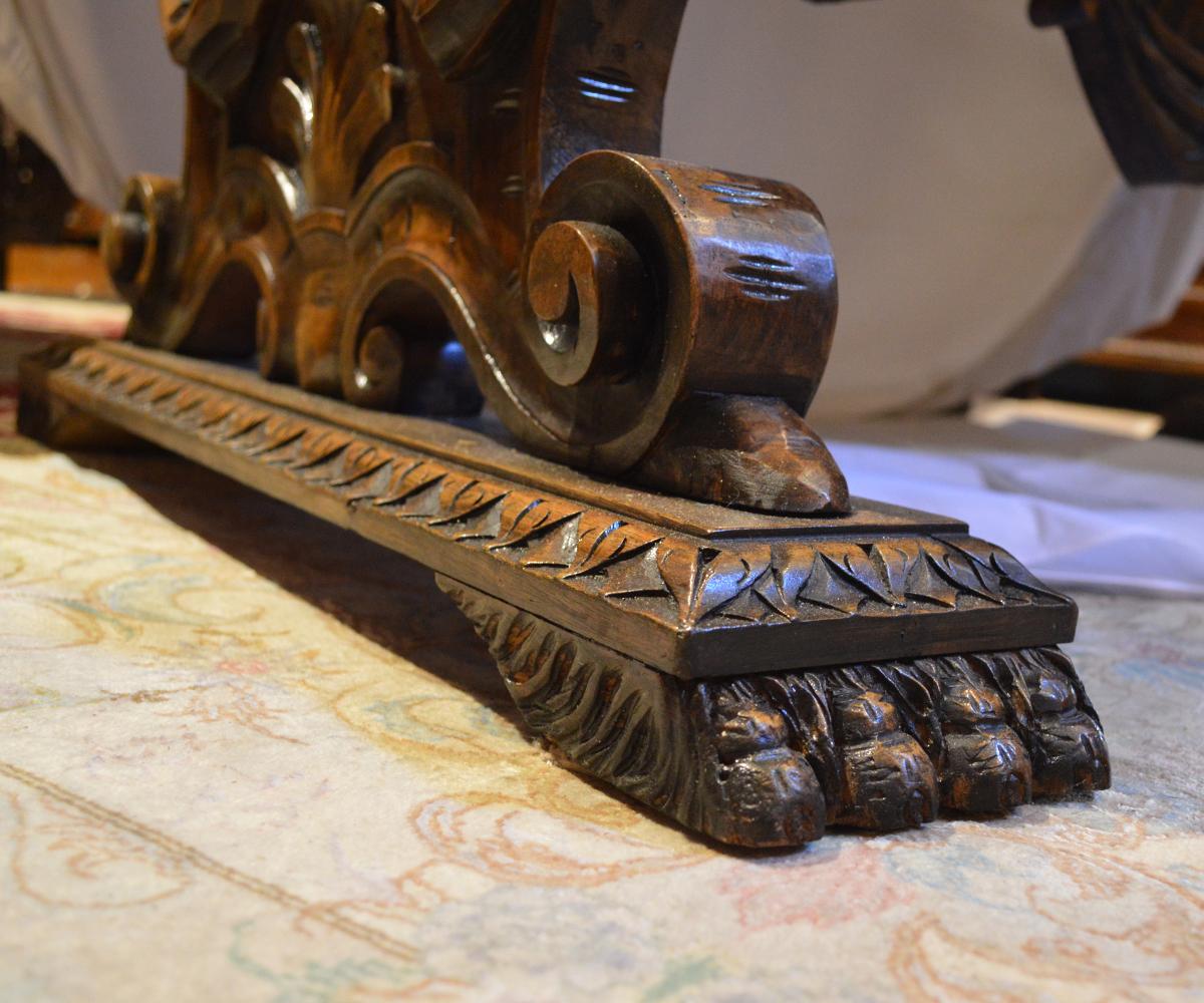 Antique French 19th Century Hand-Carved Walnut Angel Table 4