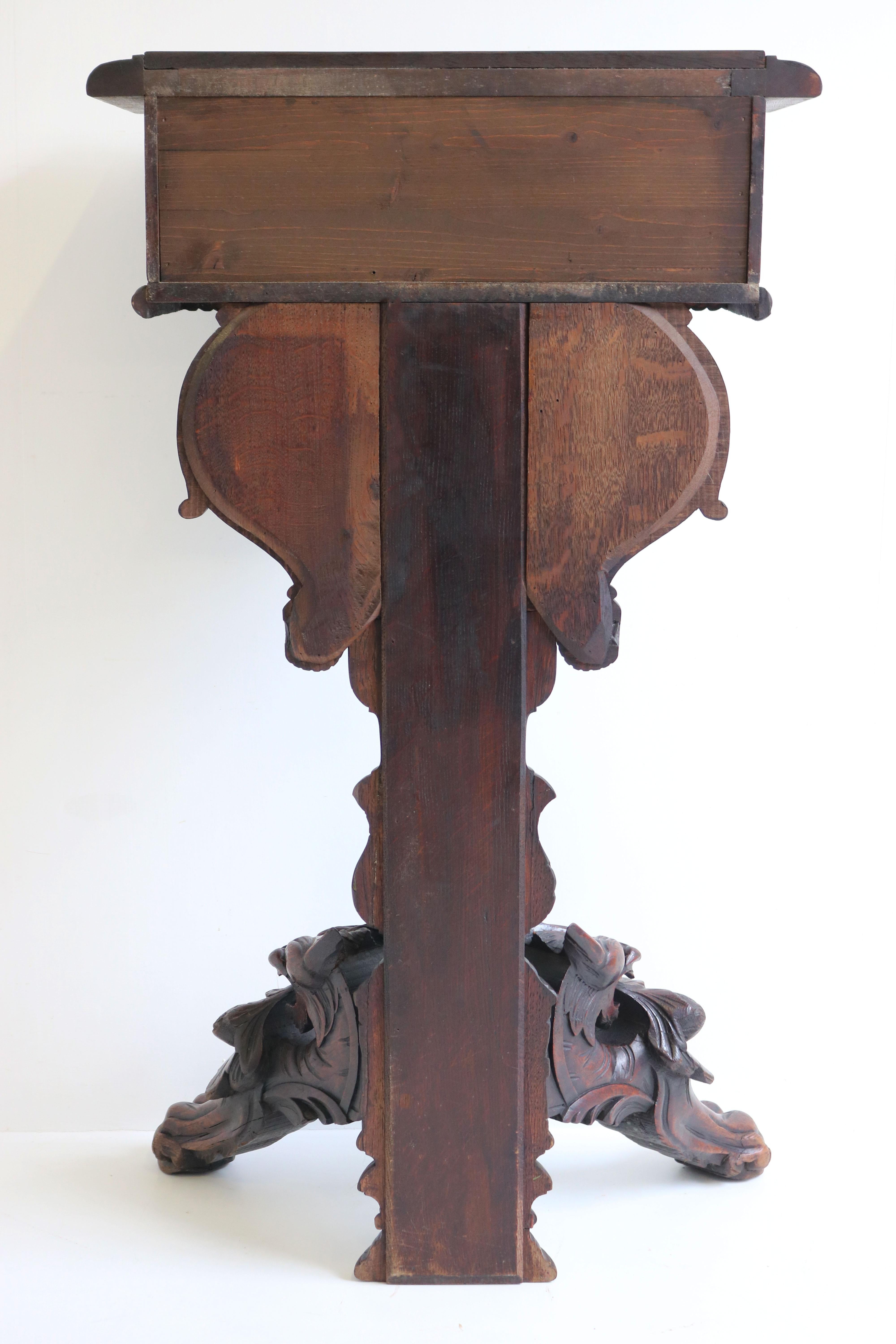 Antike französische Jagd-Konsole / Wandtisch mit Schublade aus Eichenholz mit Fuchskopf, 19. Jahrhundert im Angebot 2