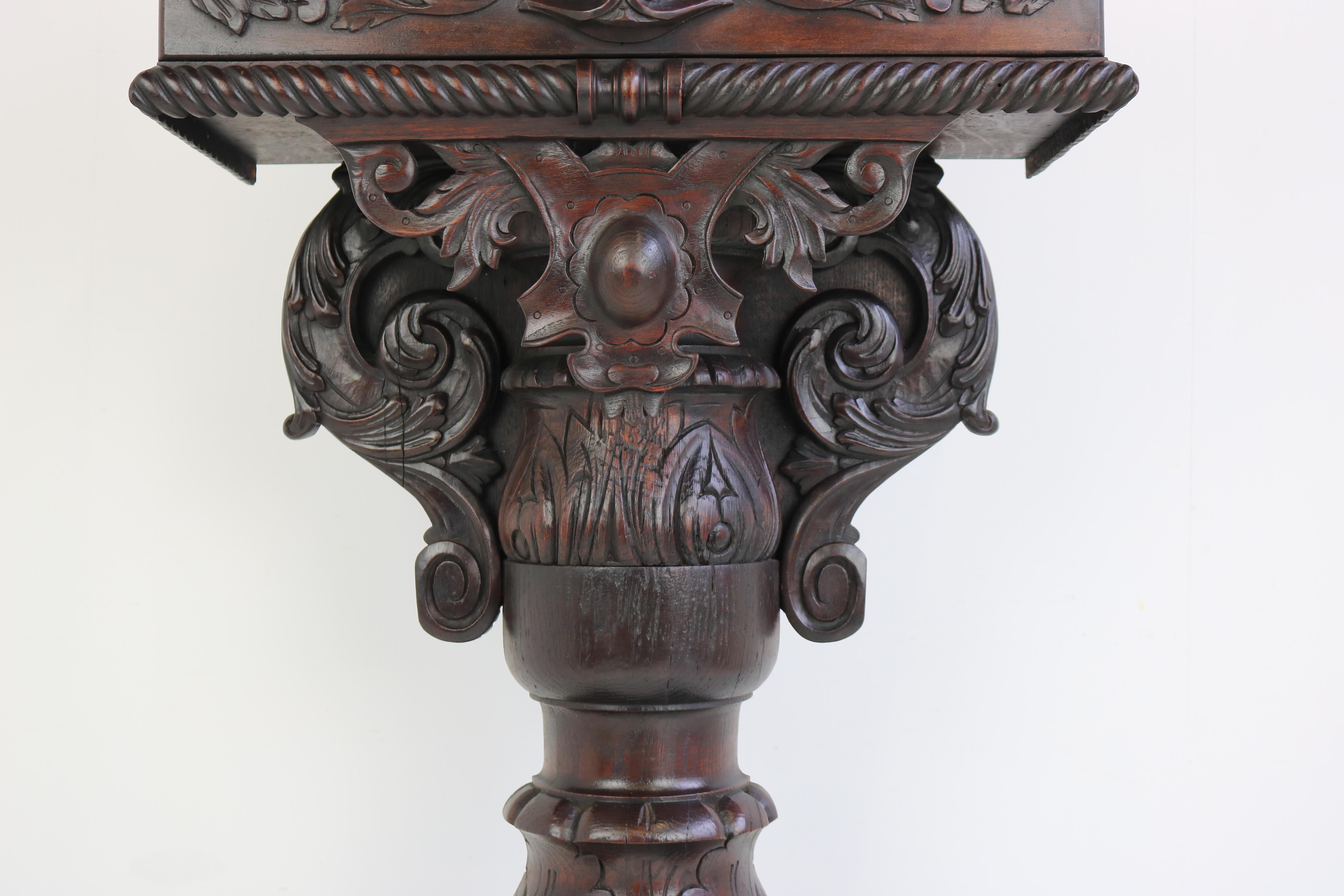 Antike französische Jagd-Konsole / Wandtisch mit Schublade aus Eichenholz mit Fuchskopf, 19. Jahrhundert im Angebot 3