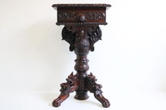 Antique French 19th Century Hunt Console / Wall Table with Drawer Black Forest
