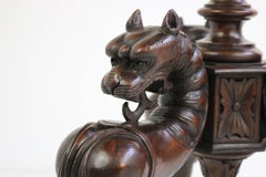 Antique French 19th Century Hunt Side / End Table Gárgola Cebada Roble Torcido