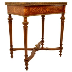 Antique French 19th Century Inlaid Walnut Marquetry Ormolu Games Card Table 1880
