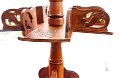 Antique French 19th Century Louie Philippe Carved Walnut Revolving Book Table