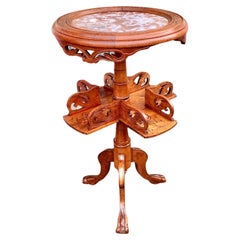 Antique French 19th Century Louie Philippe Carved Walnut Revolving Book Table