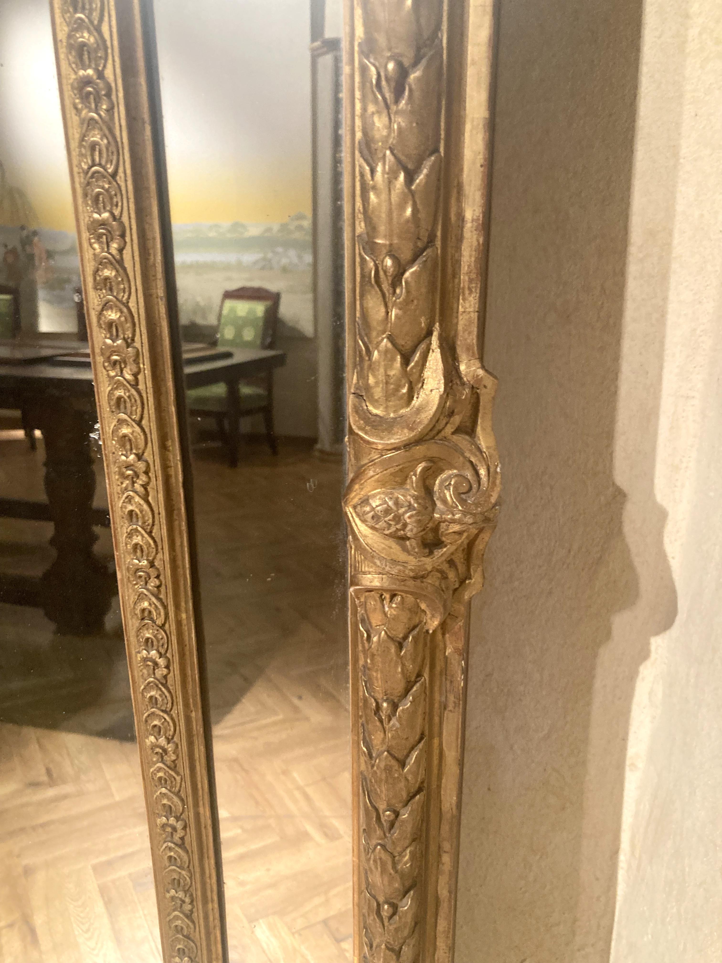 Miroirs de pilier français anciens du 19ème siècle de style Louis XV en bois doré pleine longueur en vente 5
