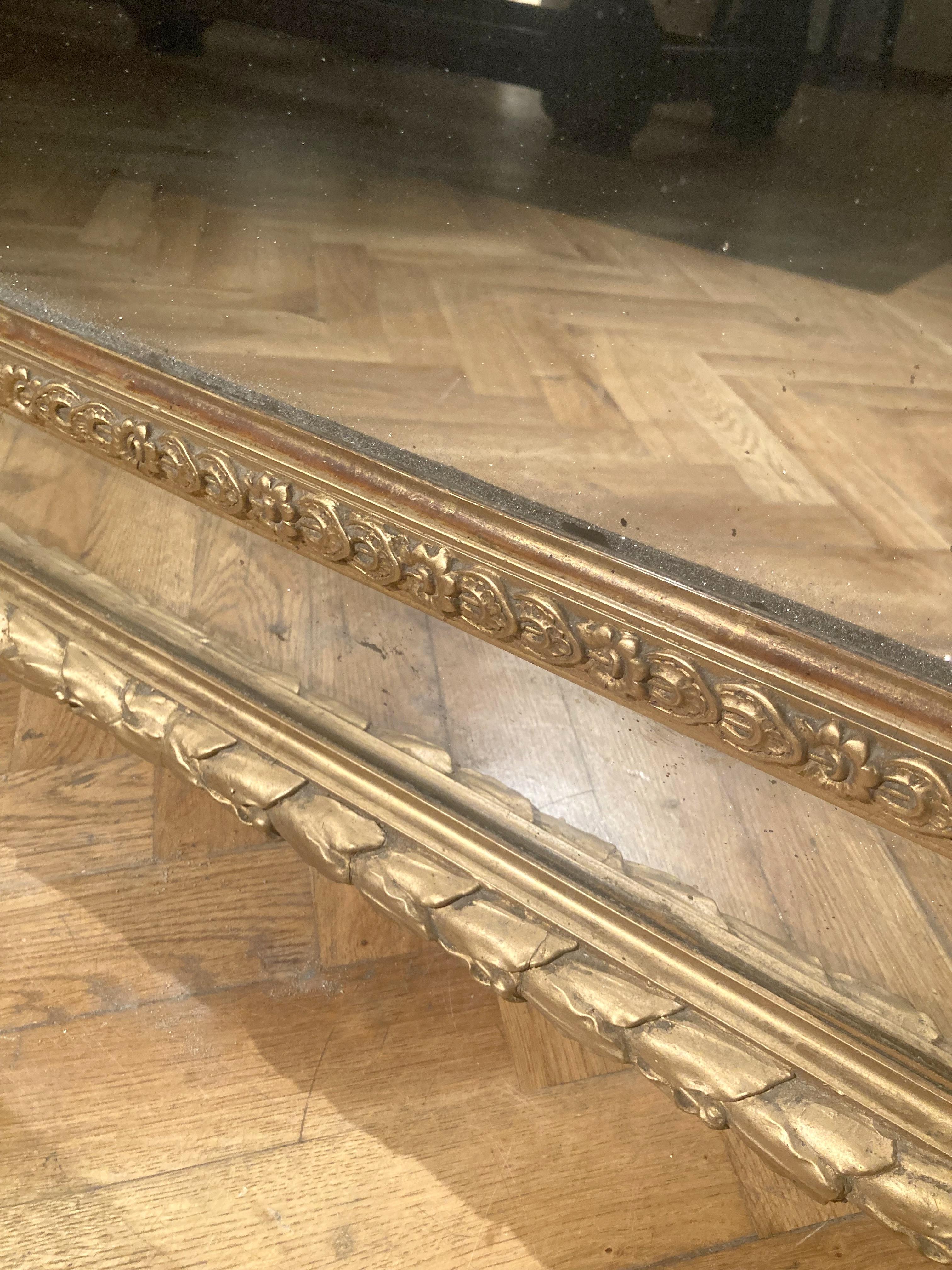 Miroirs de pilier français anciens du 19ème siècle de style Louis XV en bois doré pleine longueur en vente 8