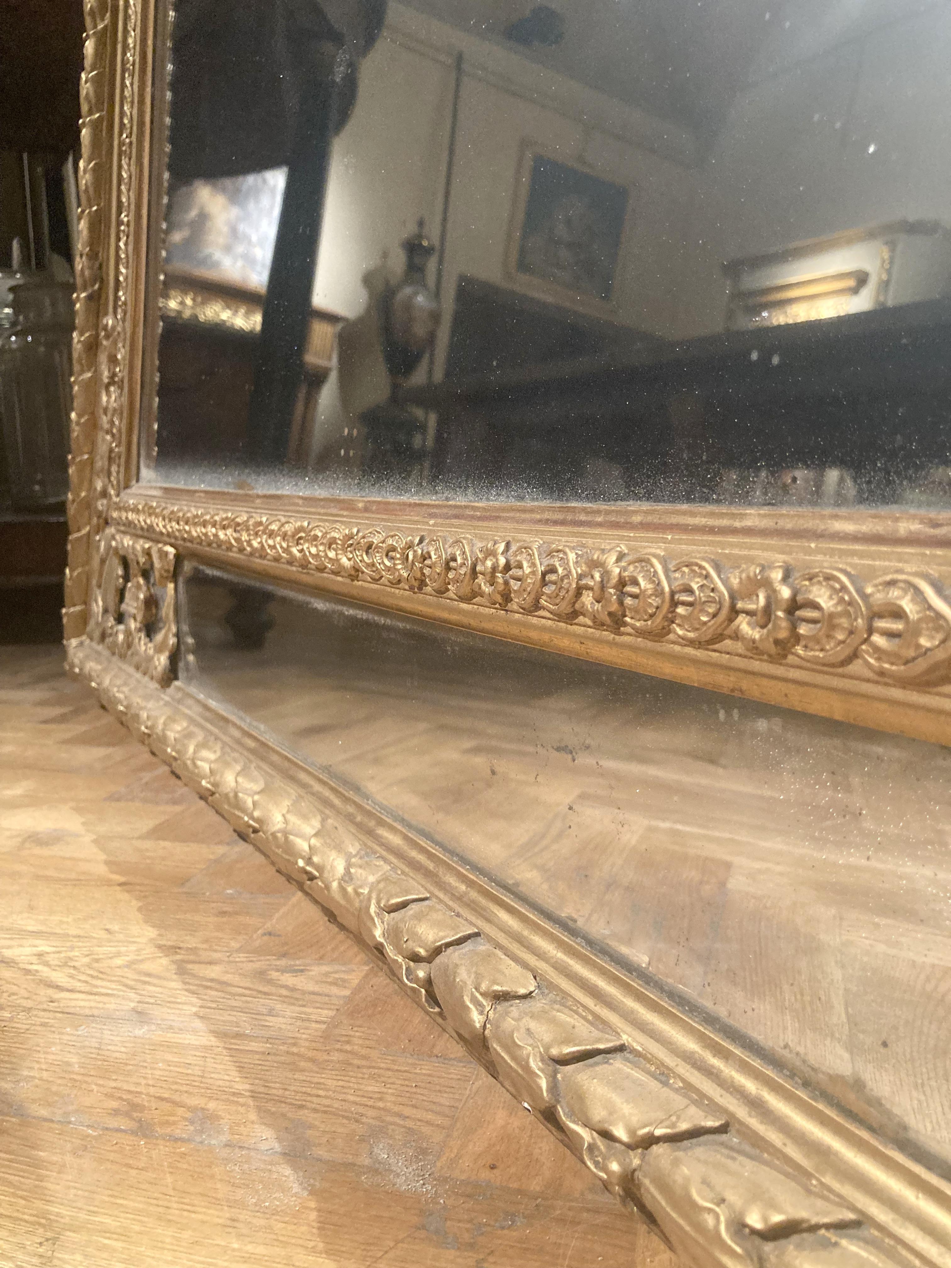 Miroirs de pilier français anciens du 19ème siècle de style Louis XV en bois doré pleine longueur en vente 10