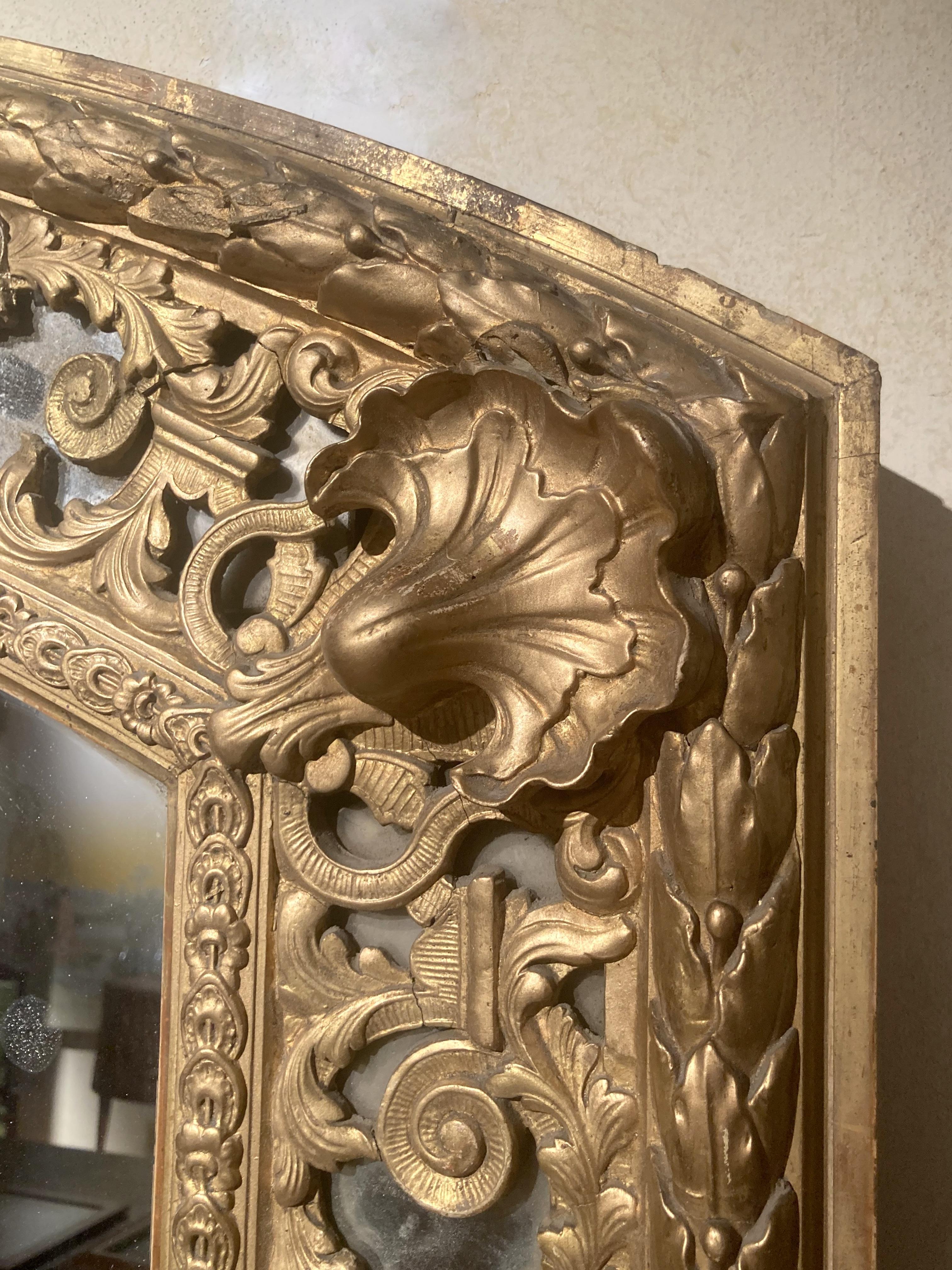 Gesso Antique French 19th Century Louis XV Style Full Length Giltwood Pier Mirrors For Sale