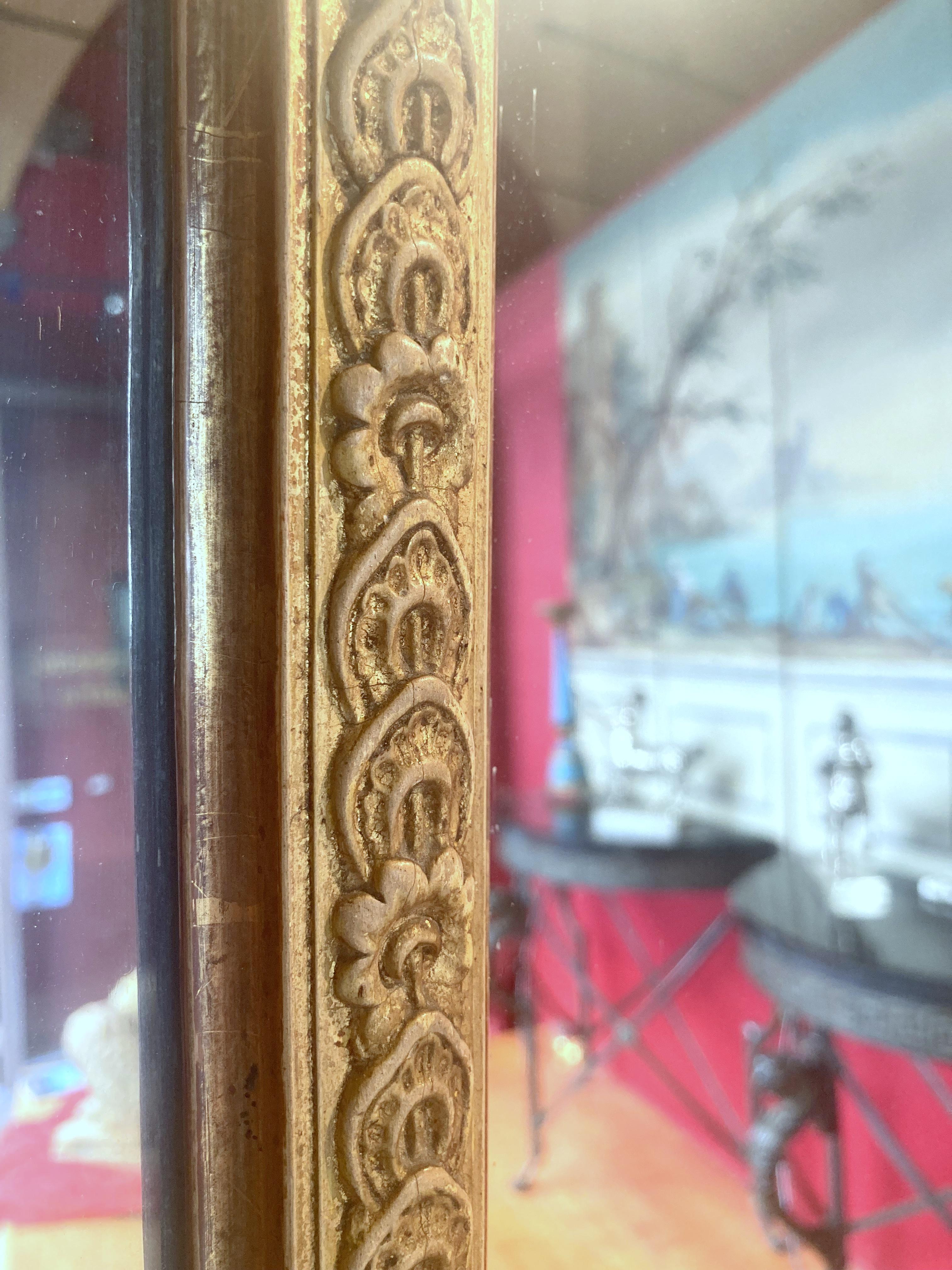 Gesso Miroirs de pilier français anciens du 19ème siècle de style Louis XV en bois doré pleine longueur en vente