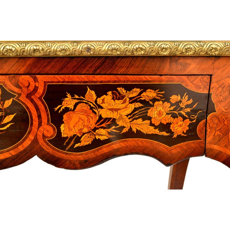 Antique French 19th Century Louis XVI Marquetry Ormolu Writing Desk Table 1895 For Sale 9