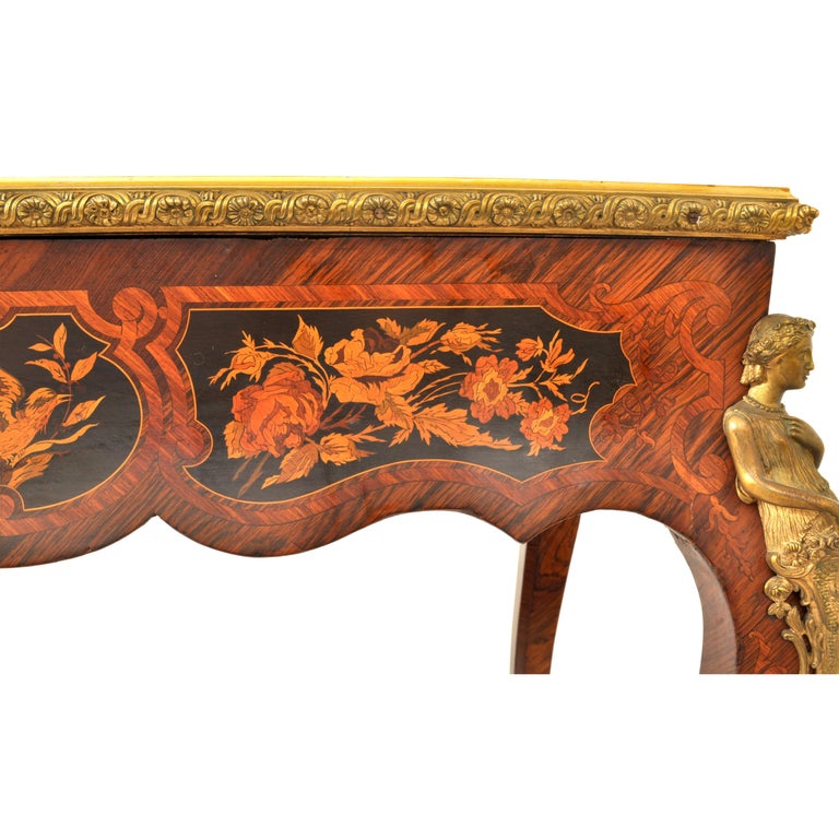 Antique French 19th Century Louis XVI Marquetry Ormolu Writing Desk Table 1895 For Sale 12