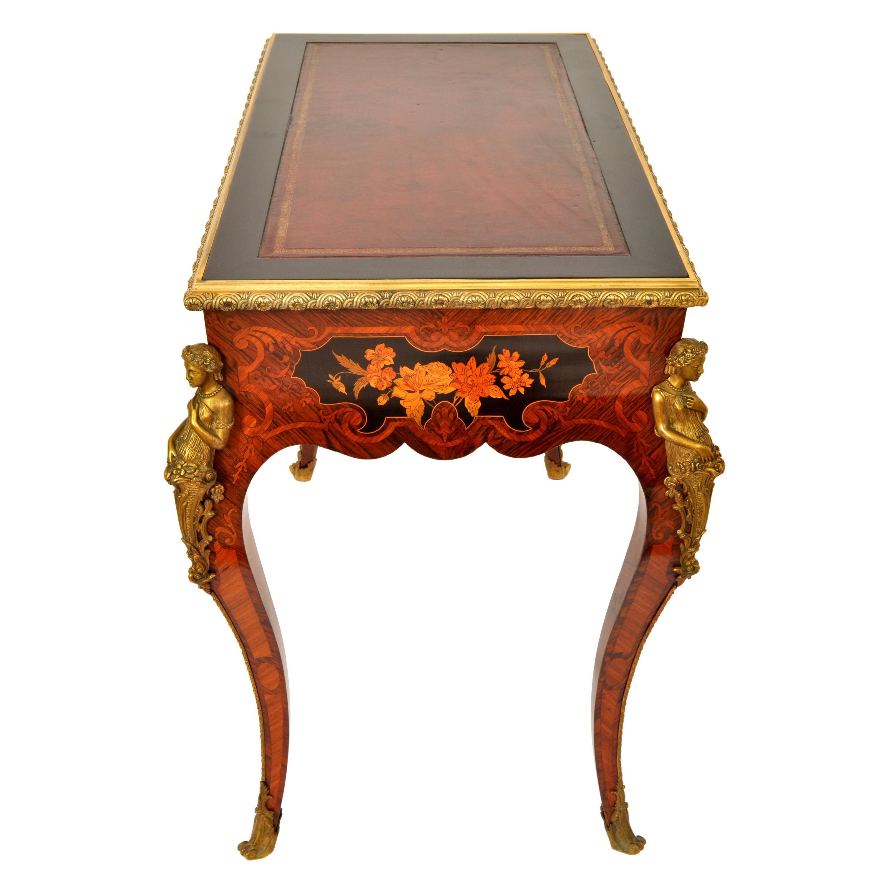 Antique French 19th Century Louis XVI Marquetry Ormolu Writing Desk Table Linke 2