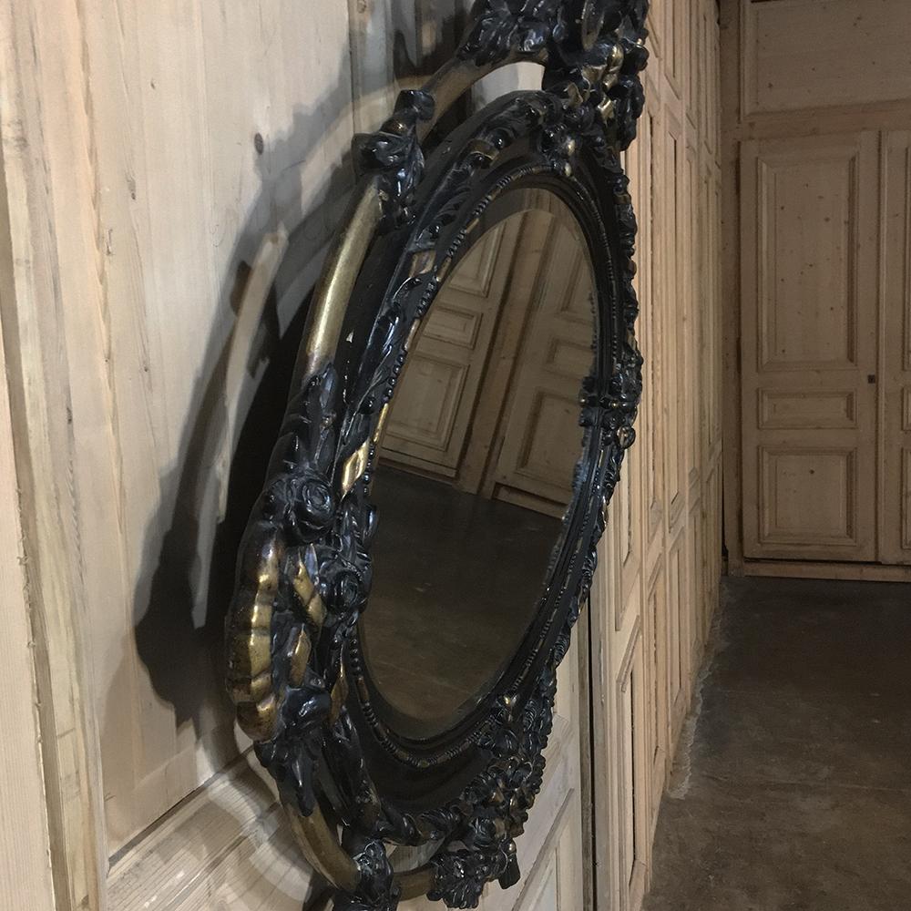 Miroir ovale français ancien de style Louis XVI du 19ème siècle en vente 1