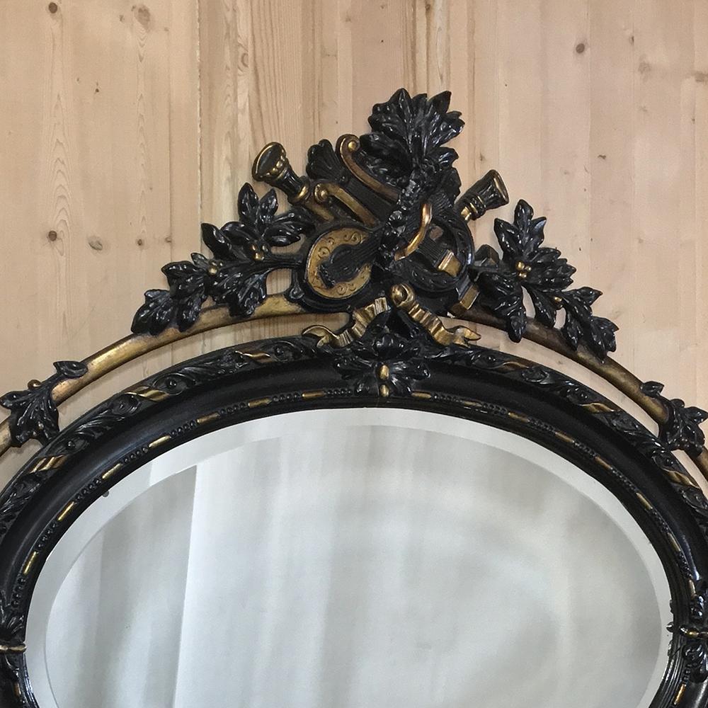 Beveled Antique French 19th Century Louis XVI Oval Mirror For Sale