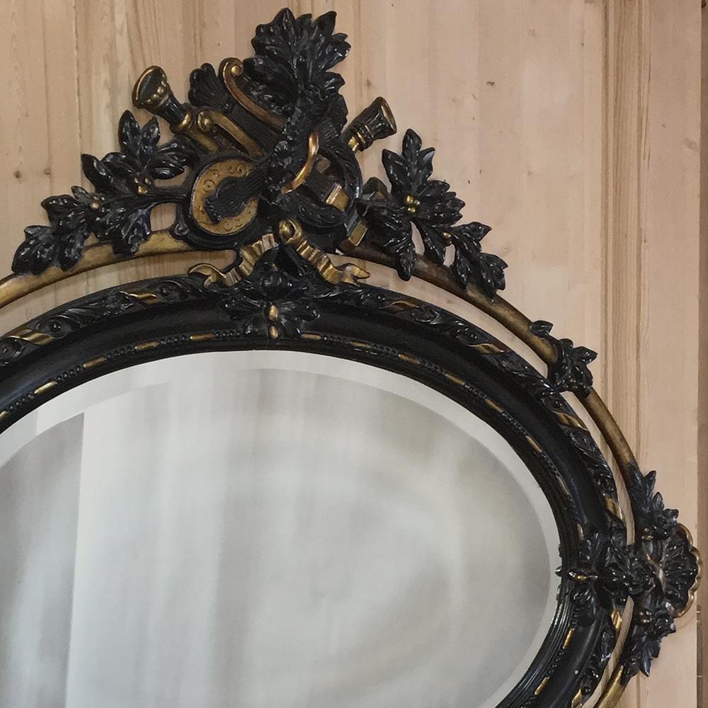20th Century Antique French 19th Century Louis XVI Oval Mirror For Sale