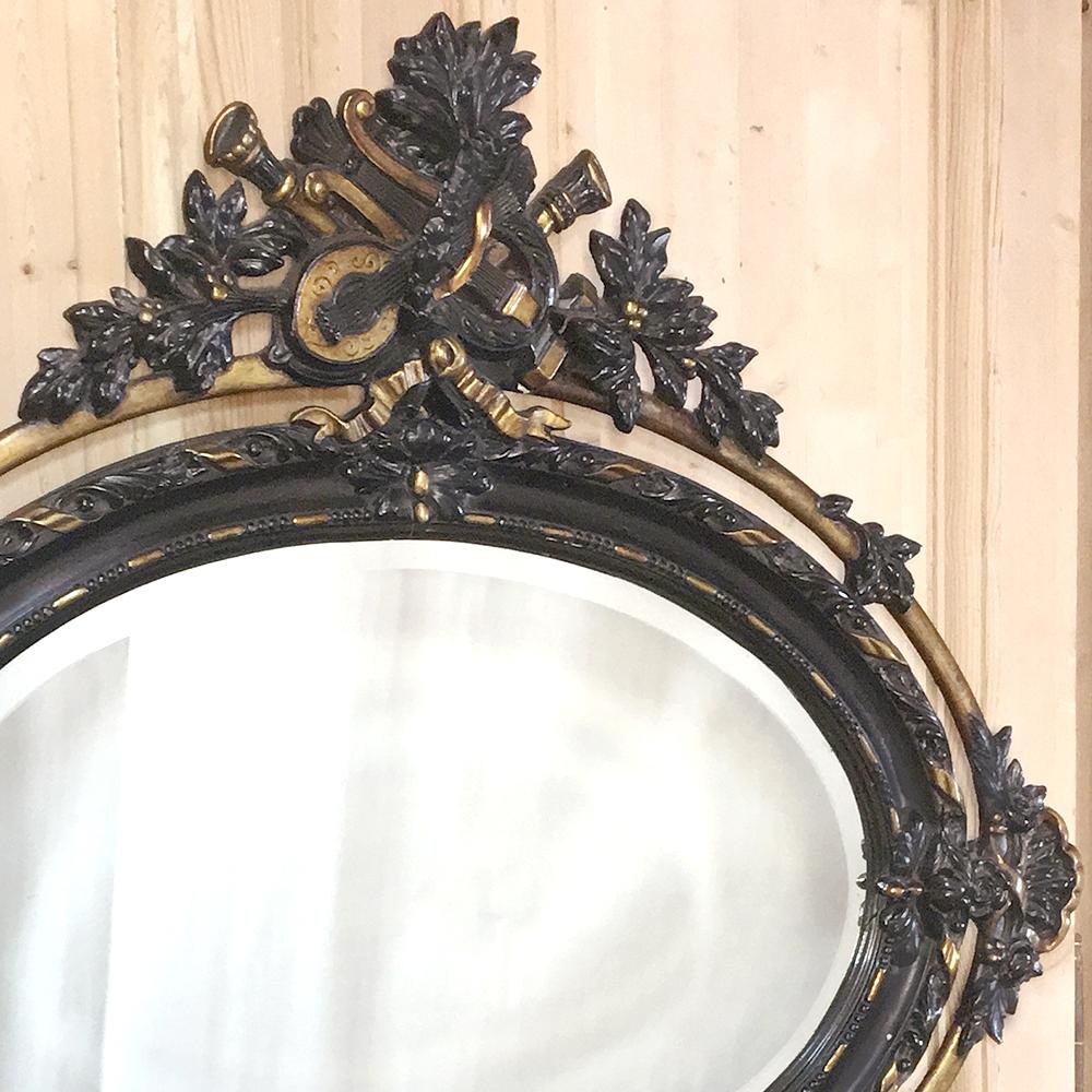 Antique Miroir ovale Louis XVI français du 19ème siècle Bon état - En vente à Dallas, TX