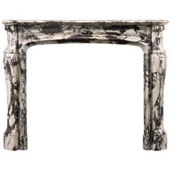Antique French 19th Century Louise XV Style Fireplace in Breche Violette Marble