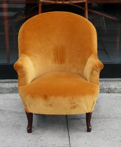 Antique French 19th century Napoleon III crapaud armchair recovered in velvet