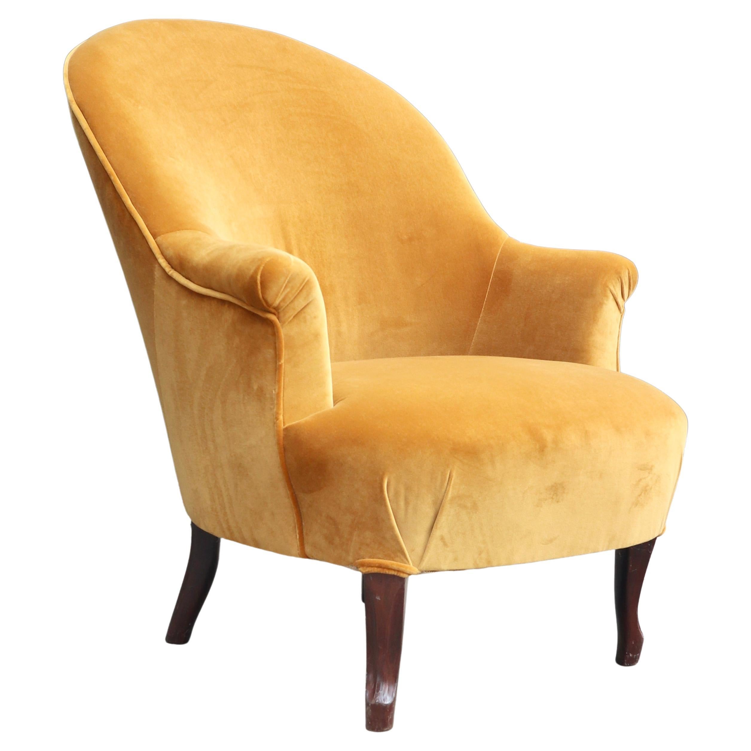 Antique French 19th century Napoleon III crapaud armchair recovered in velvet